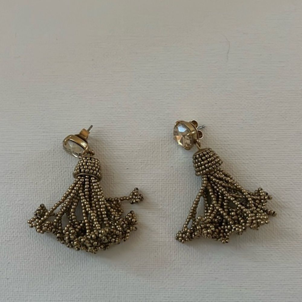 Gold beaded dangle earrings